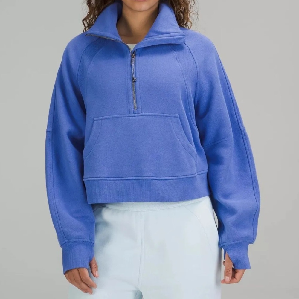NEW Women Lululemon Scuba Oversized Funnel-Neck Half Zip Wild Indigo Size M/L